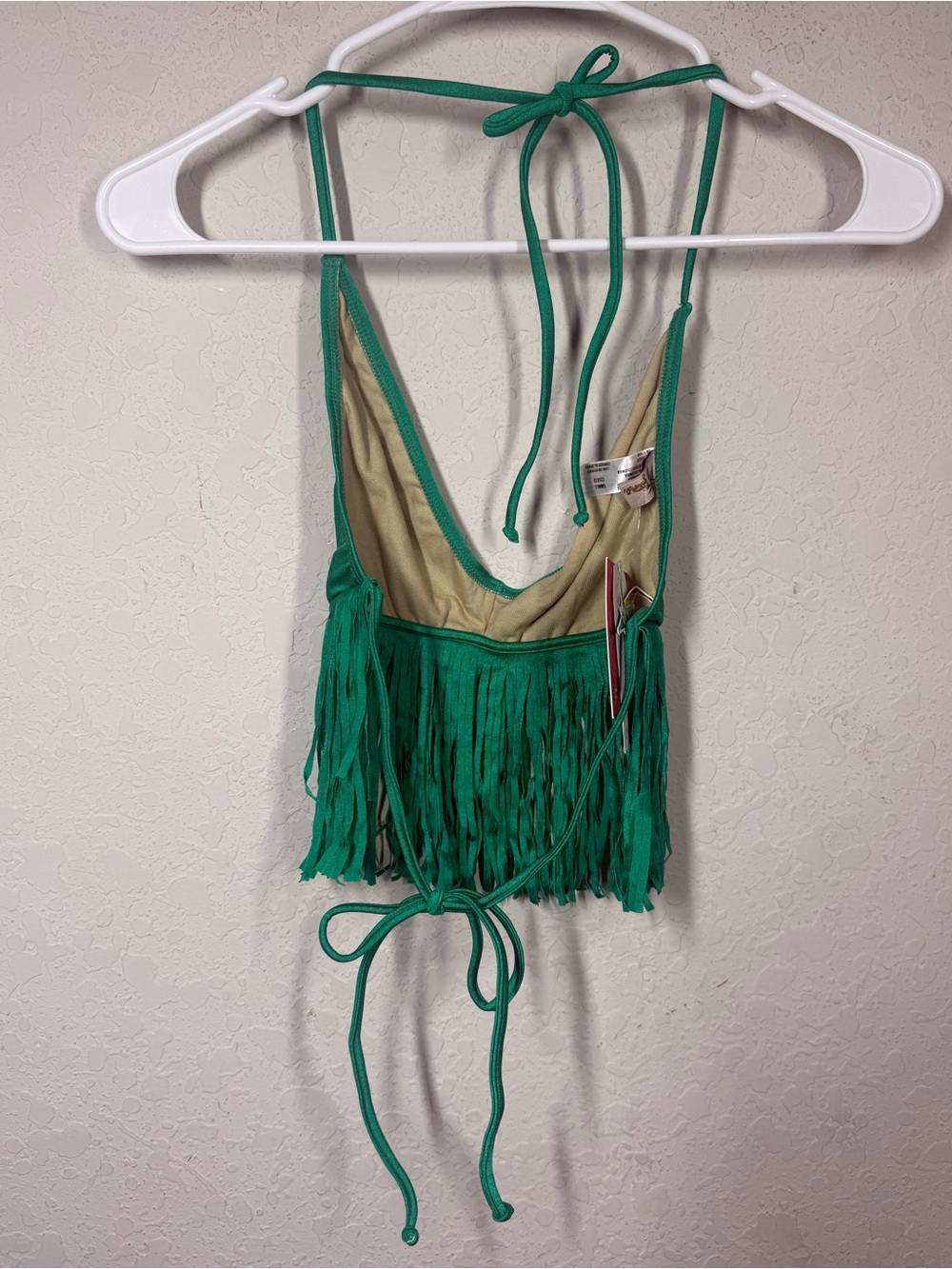 NWT Lui Fama Cosita Buena Halter Fringe Triangle Bikini Top Sz Small - Picture 2 of 5